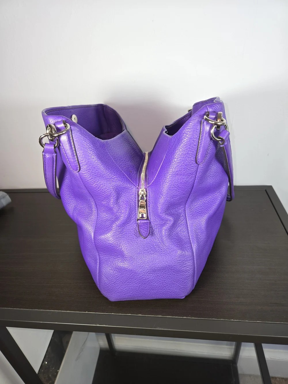 COACH Madison Phoebe Shoulder Bag Purple Pebble Leather Hobo F35723